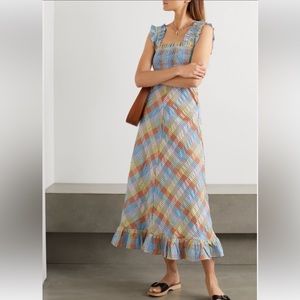 Ganni seersucker plaid dress sz 38/8